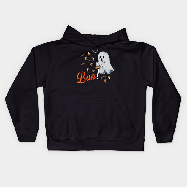 Trick or Treat Ghost Kids Hoodie by superdupertees